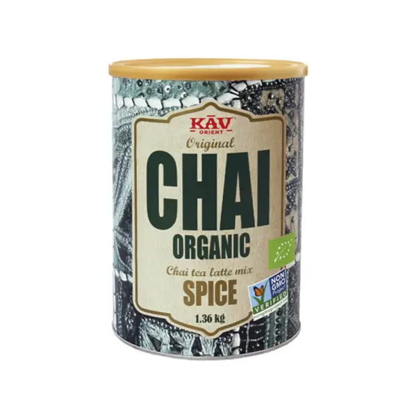 Latas de Kav Chai Latte Organic  Spice 1,36 Kg, Kav Chai Latte, SECO 1.36Kg de peso