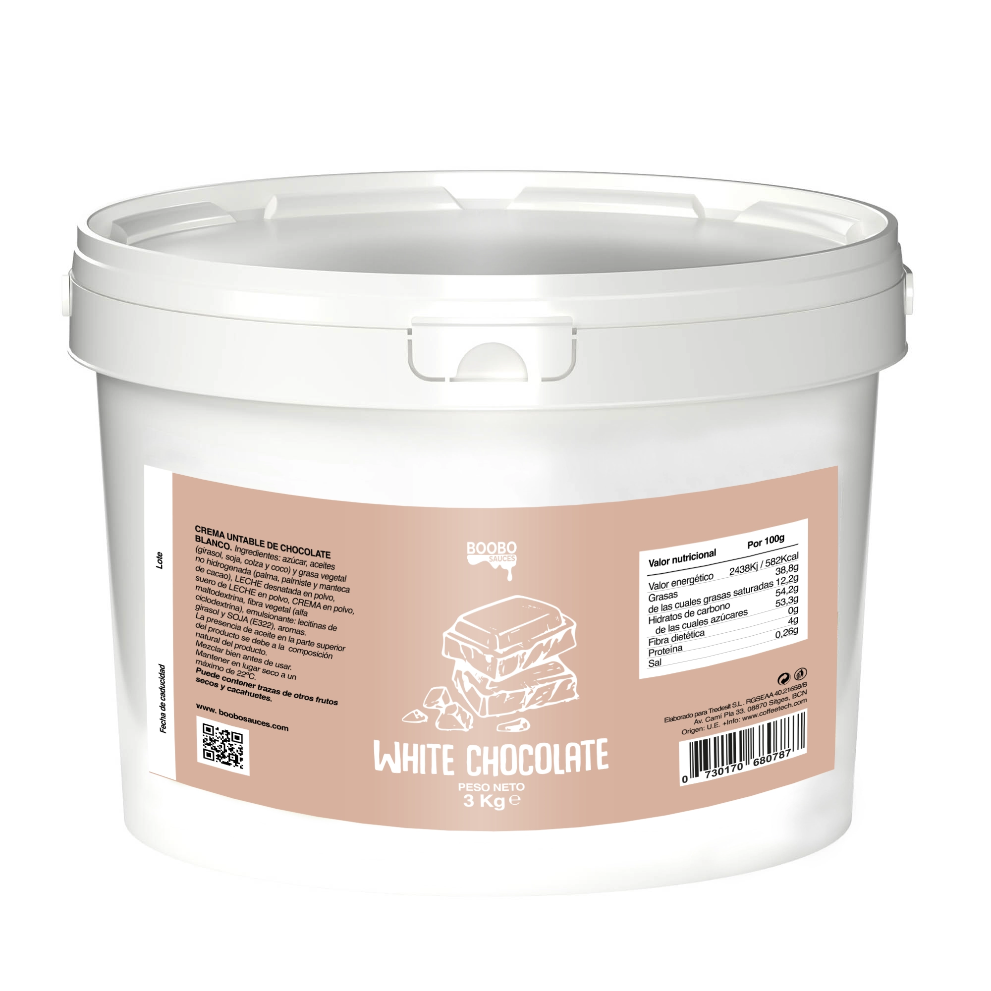 Unidades de CREMA CHOCOLATE BLANCO BOOBO 3KG, Salsas y cremas, SECO NoneKg de peso